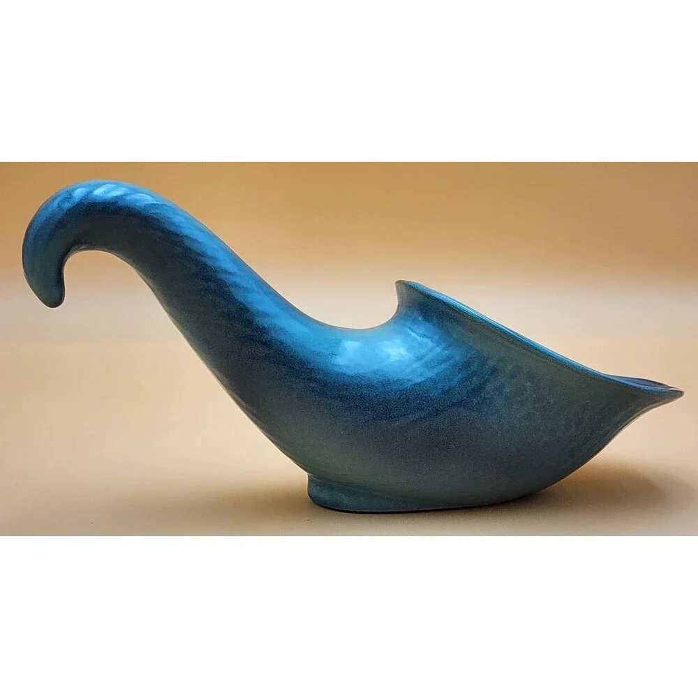 Frankoma Pottery ~ Beautiful Blue Cornucopia Horn